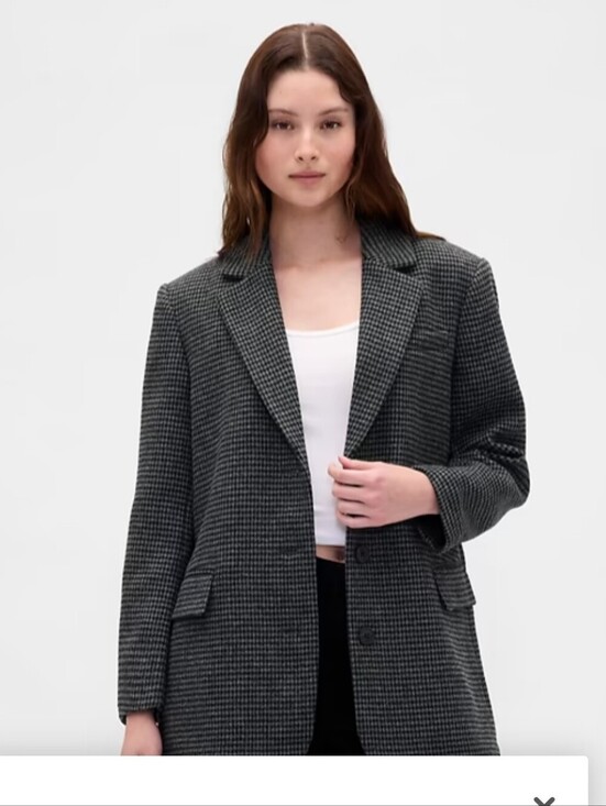 GAP Jackets & Blazers - GAP Oversized Charcoal Houndstooth Long Blazer NWT Small